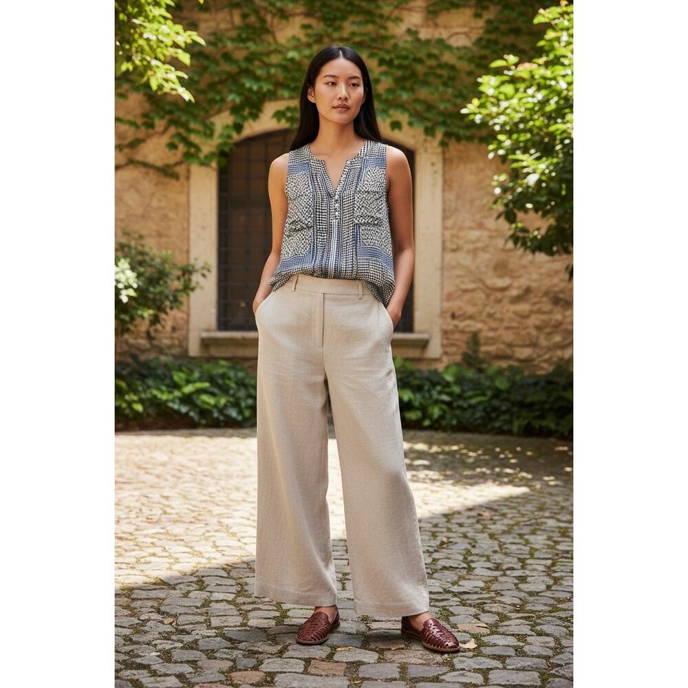 Lucky Brand Boho Tank Top Sz S Rayon Flowy Button Front Sleeveless Festival